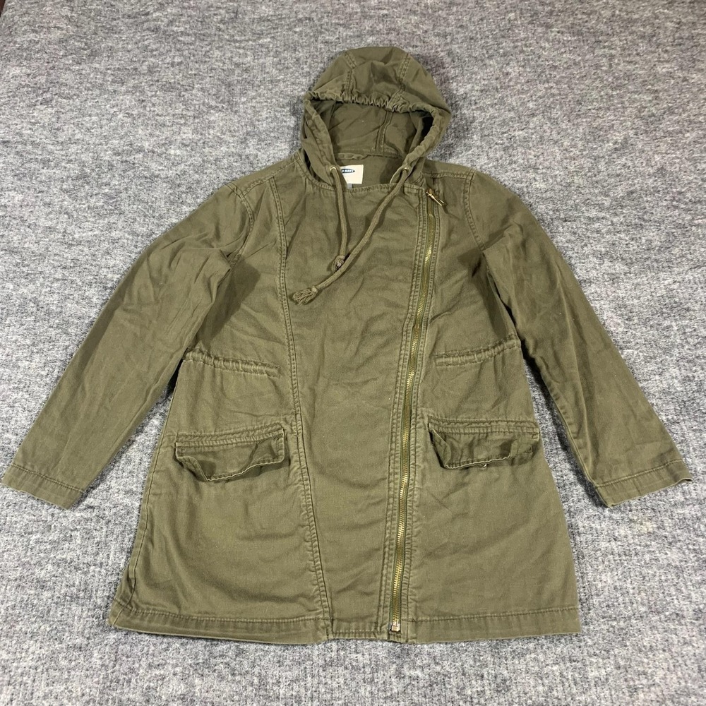 Old Navy Coat Womens XS Green Anorak‎ Hooded Full Zip Military Oversized Jacket